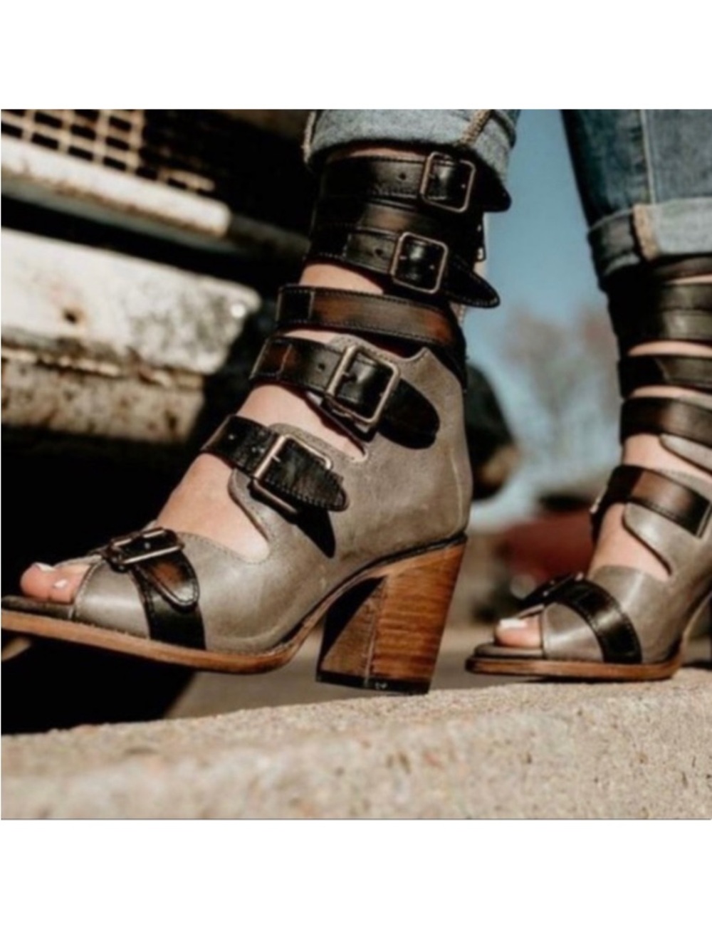 Freebird Bond Sandal In Gray Multi Size 6 Euc